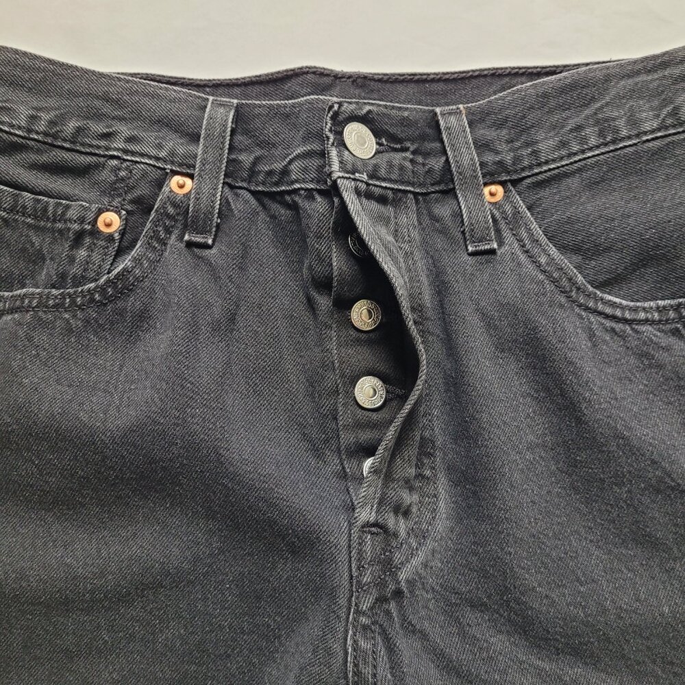 Levis 501 Original Cutoff Shorts Black High Rise Size 28 Button Fly Festival - Picture 5 of 12